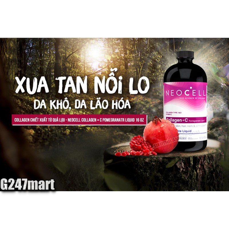 Thực phẩm bổ sung Neocell Collagen + C 473ml - Nước chiết xuất từ trái Lựu nhập Mỹ