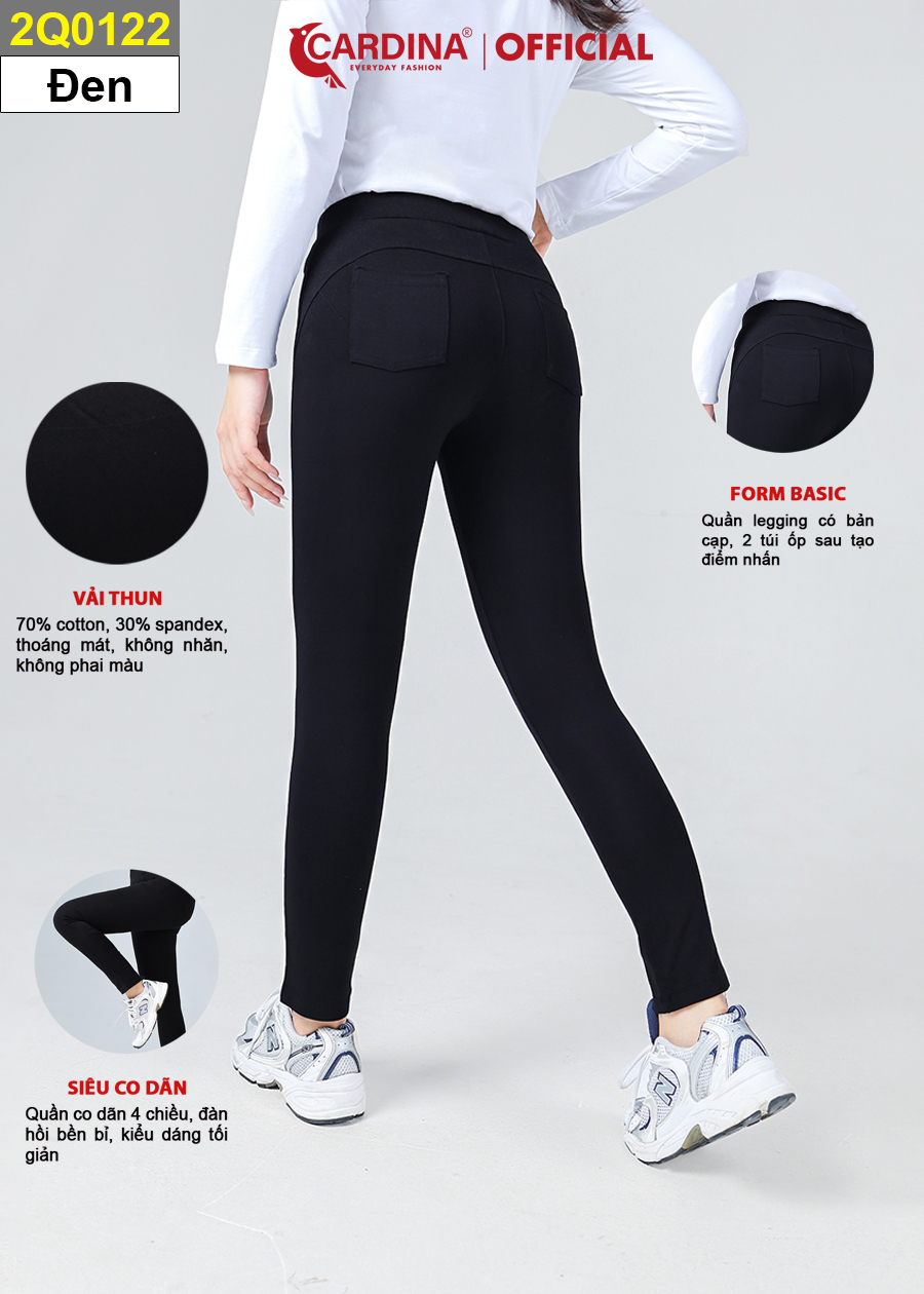 Quần legging nữ CARDINA chất viscose cao cấp bản cạp chun co giãn thoải mái siêu bền 2Q01