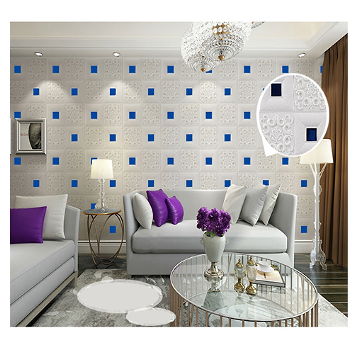 Combo 10 tấm xốp dán tường giả da đính decal sang trọng, chống ẩm mốc, cao cấp