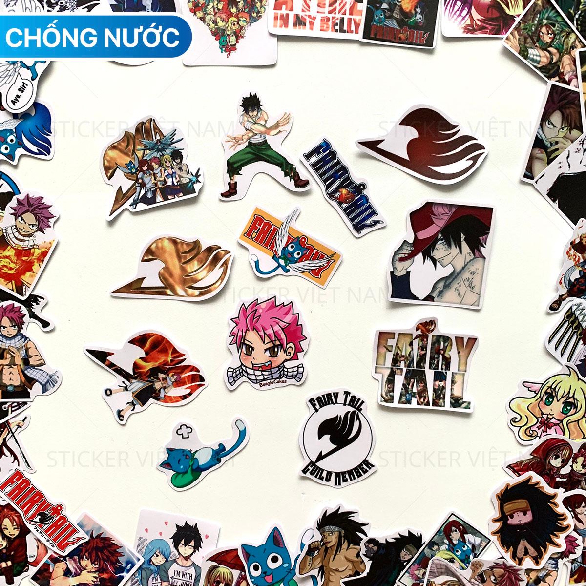 Sticker Fairy Tail Hội Pháp Sư  -  Manga Anime - Dán Trang Trí - Chất Liệu PVC Cán Màng Chất Lượng Cao Chống Nước, Chống Nắng, Không Bong Tróc Phai Màu