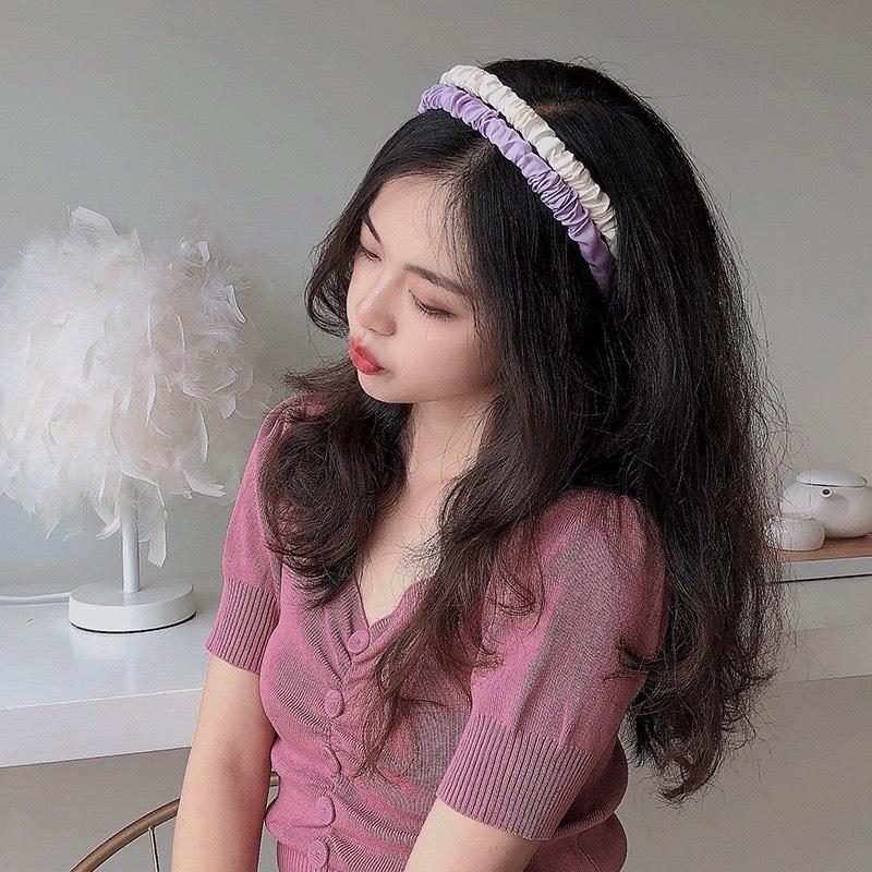 Băng đô cài tóc dạng chun nhún Retro chất liệu Chiffon phong cách Hàn Quốc 2021