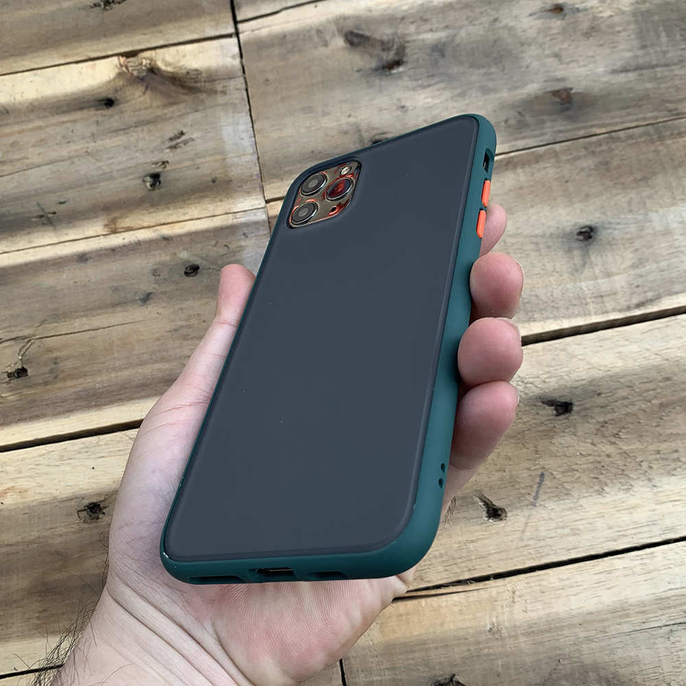 Ốp lưng chống sốc dành cho iPhone 11 Pro Max nút màu cam - Màu xanh đậm