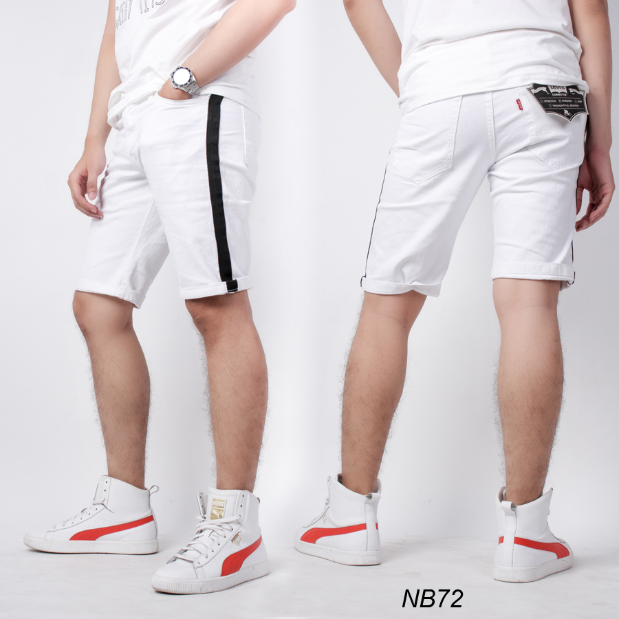 Quần short jean nam, quần đùi, quần ngắn màu trắng NB72