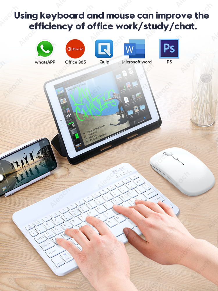 Máy Tính Bảng Bàn Phím Không Dây Cho iPad Samsung Xiaomi Huawei Teclado Bluetooth-Tương Thích Bàn Phím Và Chuột Cho IOS Android Windows