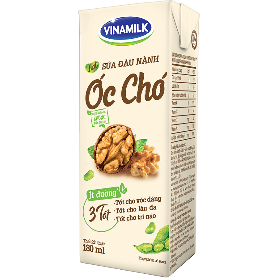 THÙNG SỮA ĐẬU NÀNH VINAMILK HẠT ÓC CHÓ -48 HỘP 180ML