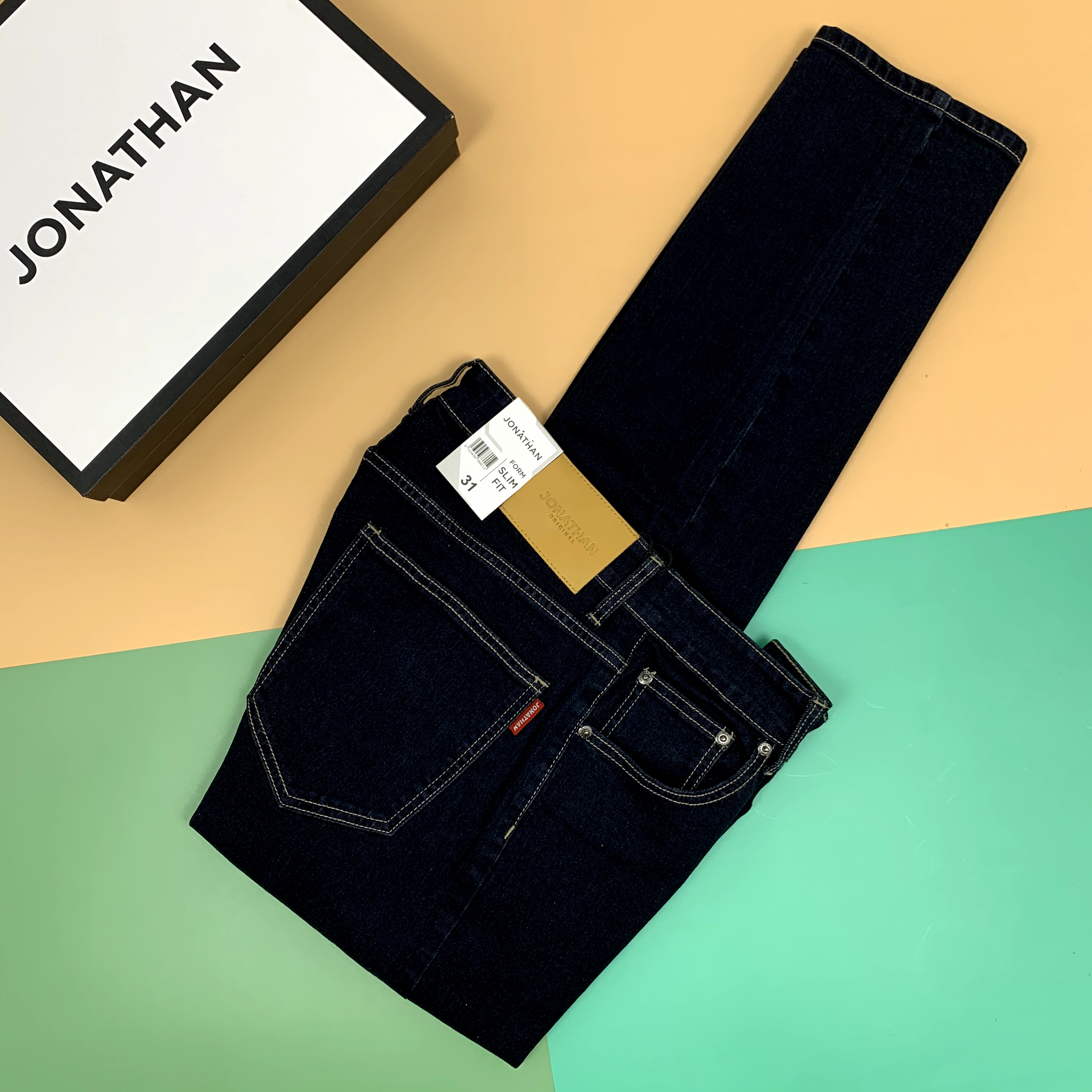 Quần jean nam xanh đen trơn JONATHAN QJ050 vải denim cao cấp co dãn nhẹ 4 chiều, form dáng chuẩn đẹp, hottrend