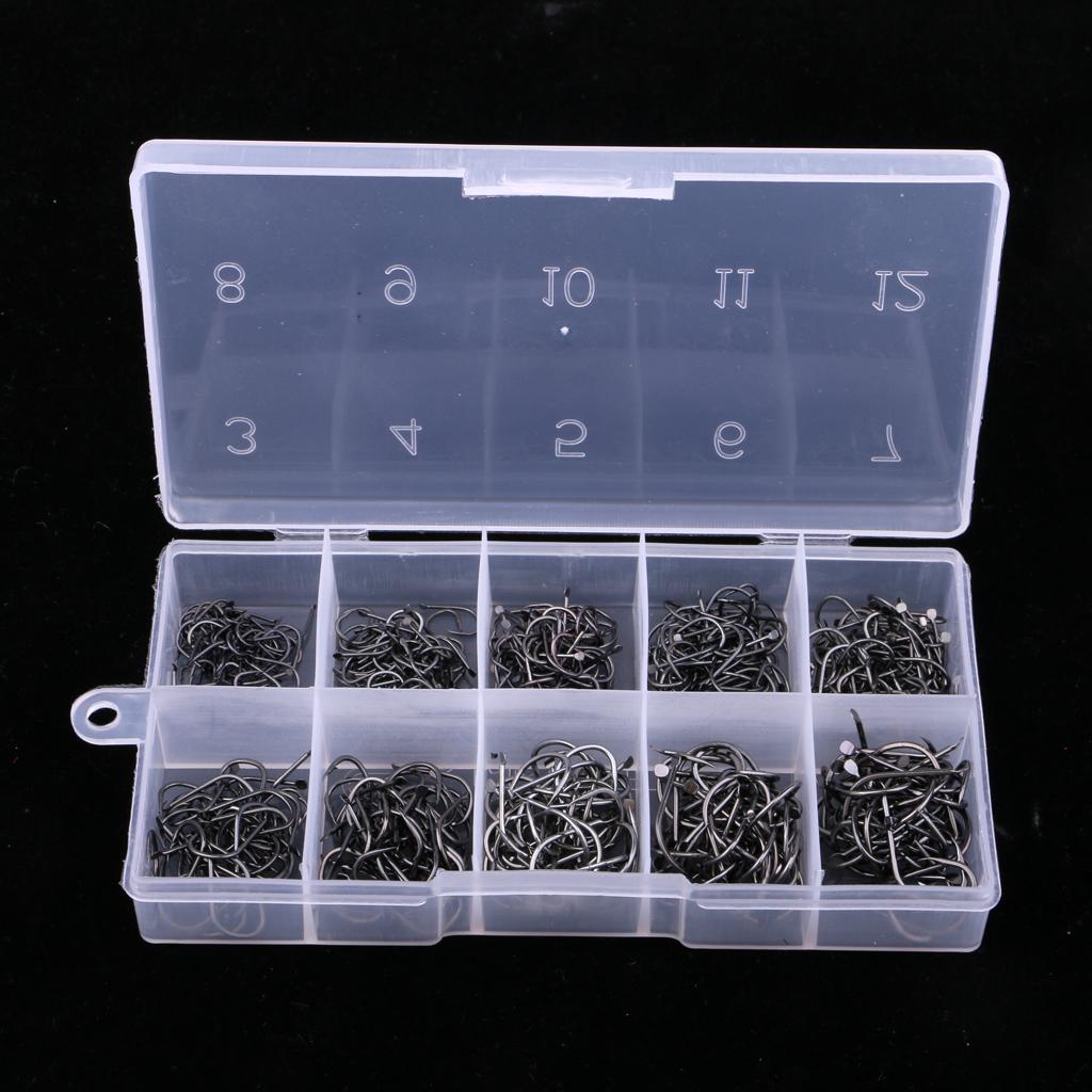 500pcs 10 Size Assorted Fishing Hooks Octopus Hooks Circle Barbed Hook