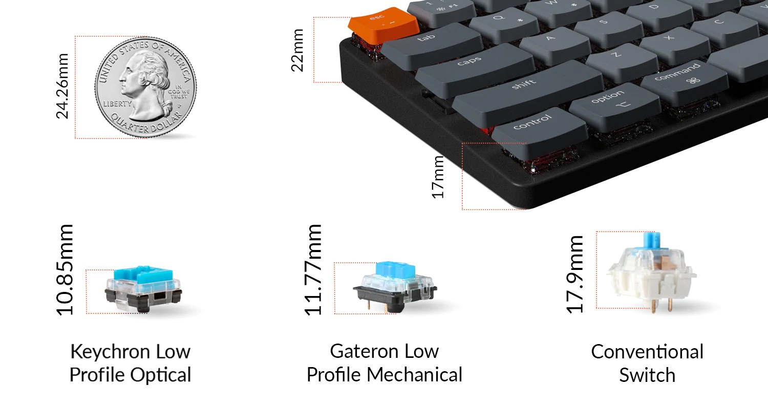 Bàn phím cơ không dây Keychron K7 Led RGB Hotswap - Hàng Chính Hãng