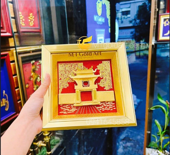 Tranh văn miếu Quốc Tử Giám( 20 x 20cm ) dát vàng MT Gold Art- Hàng chính hãng, trang trí nhà cửa, quà tặng sếp, đối tác, khách hàng.
