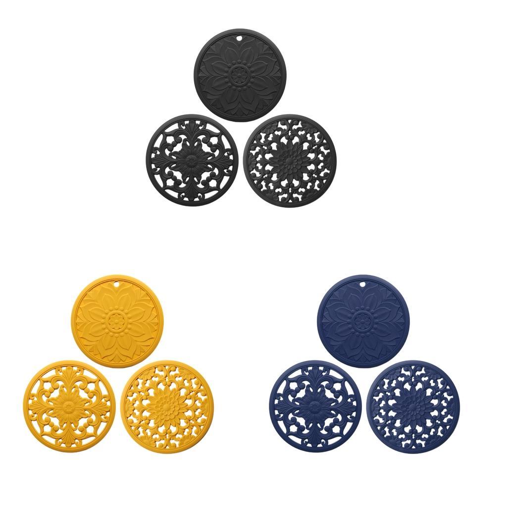 3 Set Heat-insulated Silicone Hot Pads Countertop Bowl Mat Trivet