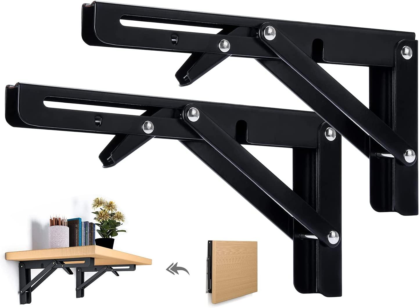 Giá đỡ kệ có thể gập lại 2pcs Giá đỡ có thể gập lại 200mm Giá treo tường Giá đỡ có thể gập lại màu đen mạnh mẽ Giá đỡ bảng điều khiển cho giá treo tường máy tính để bàn Giá đỡ 50kg