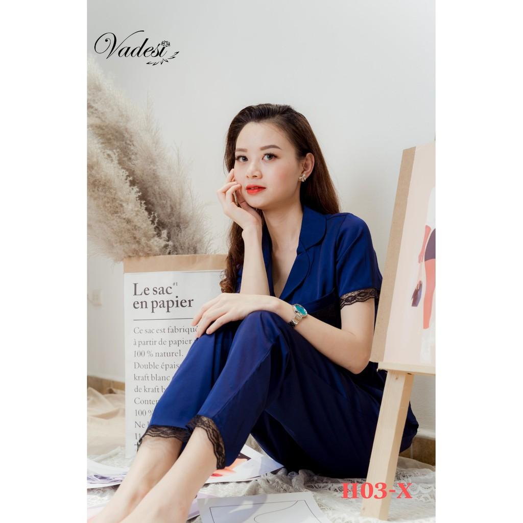 Đồ Ngủ Bộ Pijama Nữ Quần Dài Tay Ngắn Phối Ren Lụa Cao Cấp Mặc Nhà Đẹp Mềm Mịn Thấm Hút Thoáng Mát – VADESI