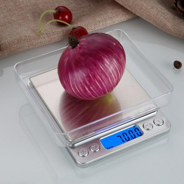 Cân Tiểu Ly Thực Phẩm, Cân Điện Tử Làm Bánh Nhà Bếp Định Lượng 1g - 3kg - 5kg Kèm 2 Viên Pin AAA