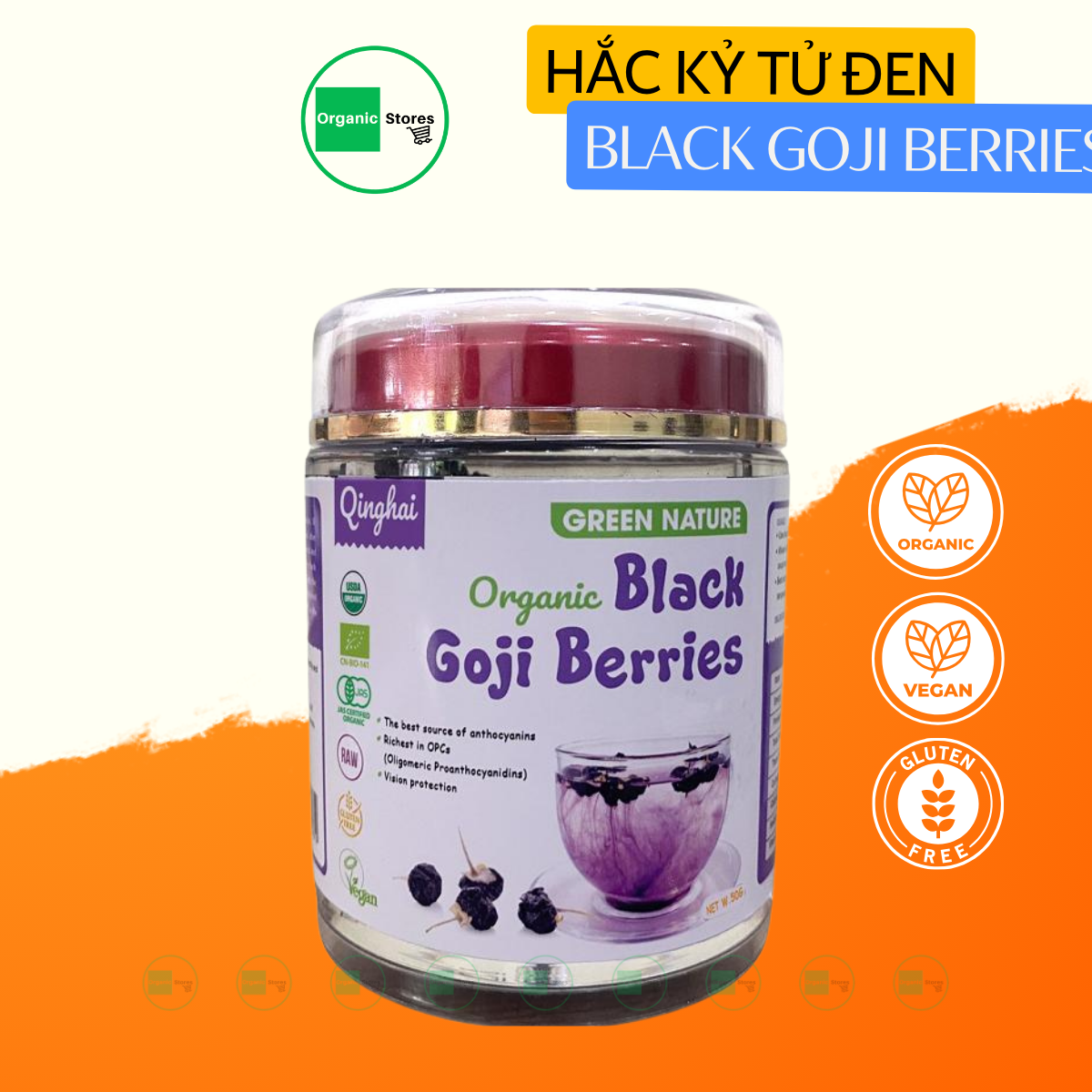 Hắc kỷ tử (Black Goji Berries) hữu cơ 50gr - Green Nature