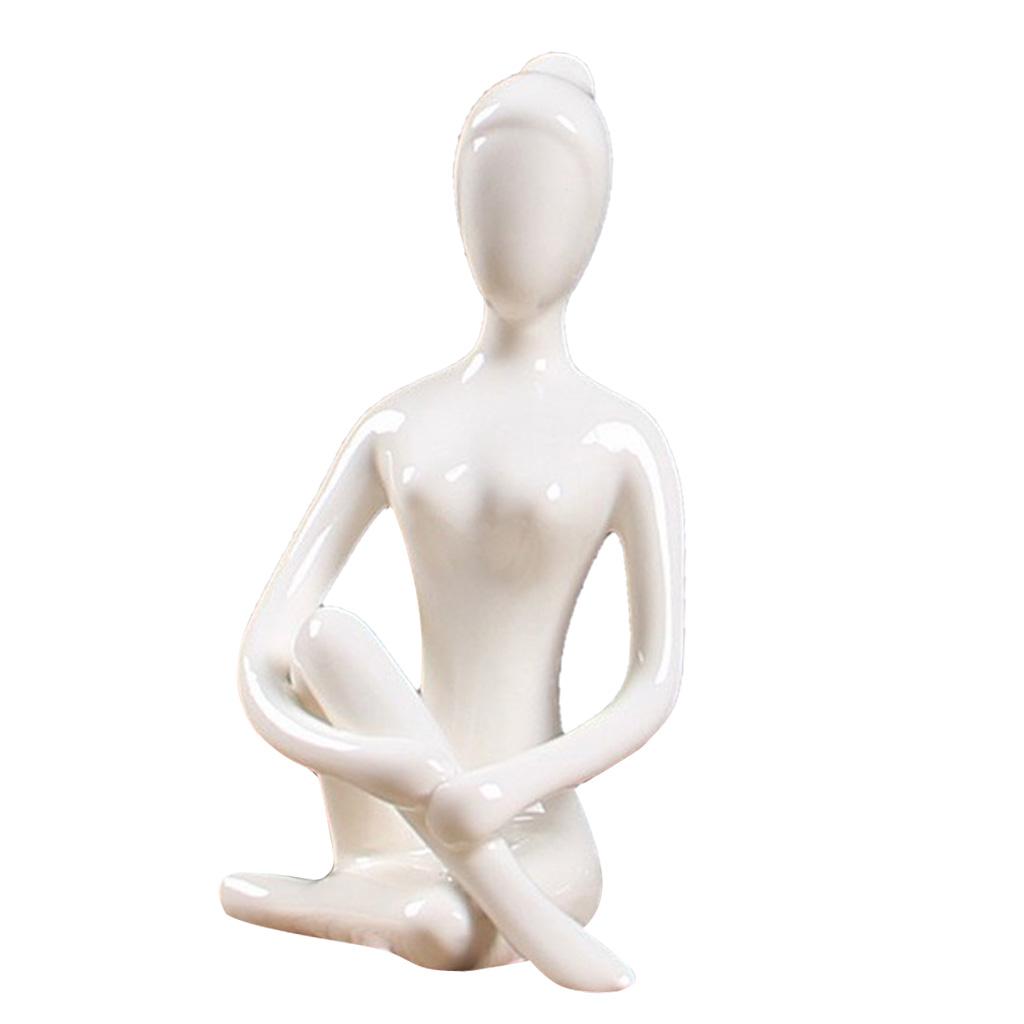 4x Ceramic Yoga Figure Ornament Statue Sculpture for  Desk Decor