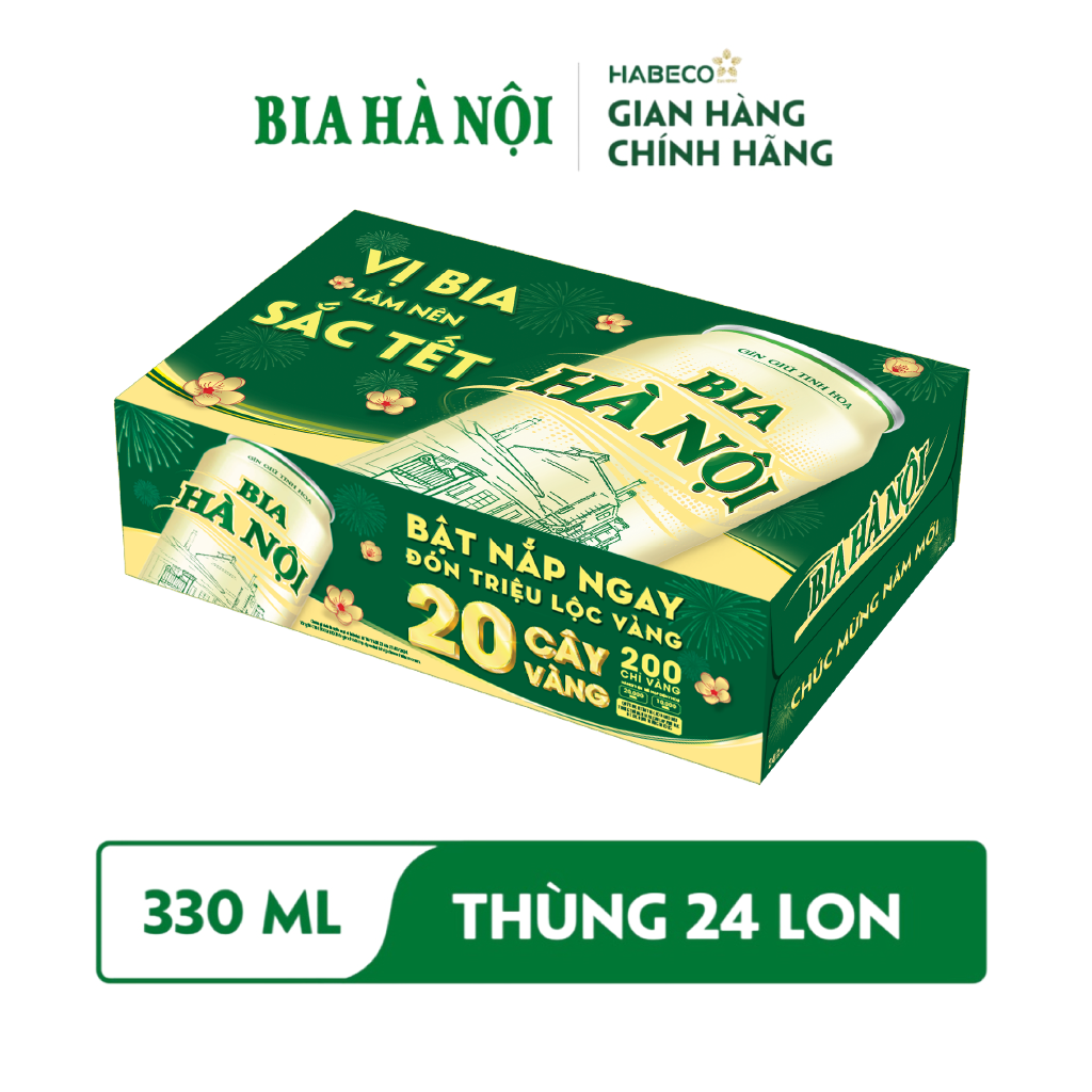 Bia Hà Nội Nhãn Xanh phiên bản Tết - Thùng 24 Lon 330ml