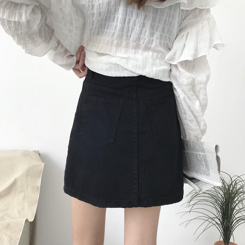 Chân váy ngắn chữ A jean dài tới gối đẹp thời trang cao cấp HACHIKI CVJ02