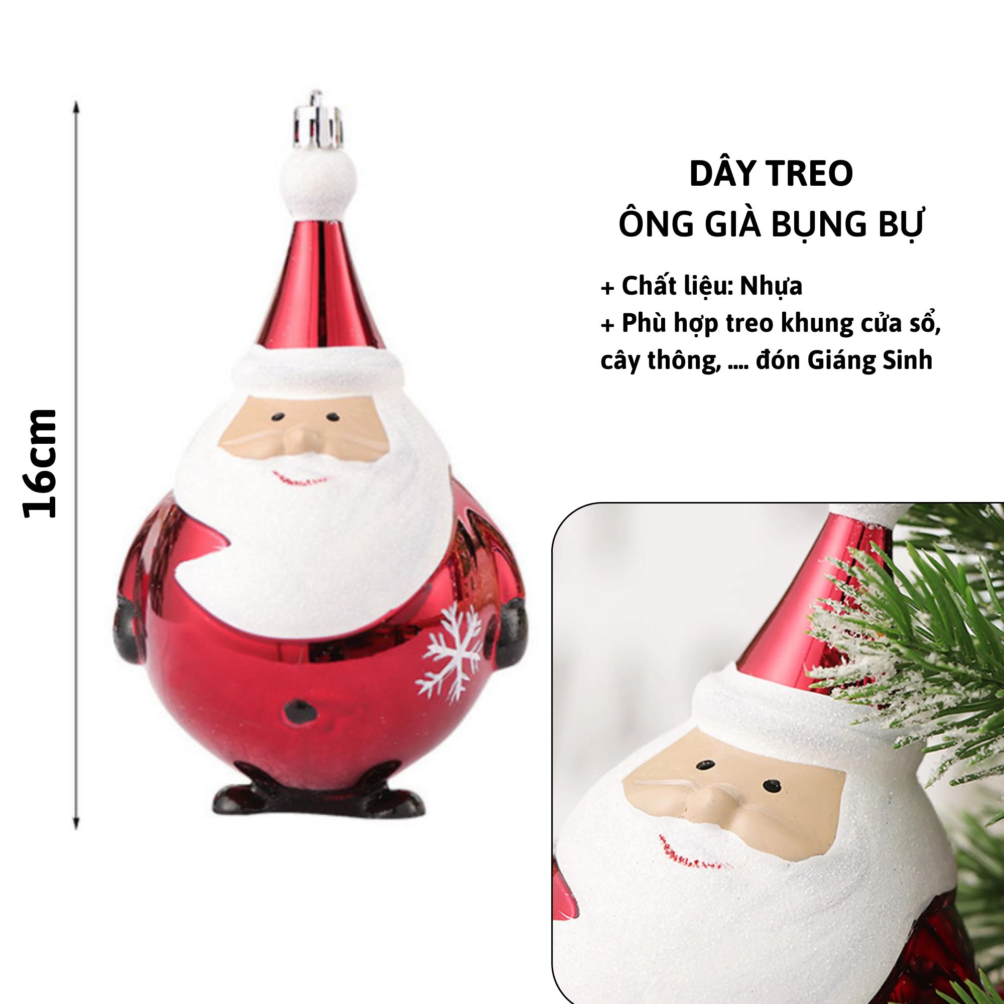 Set 2 Ông Già Bụng Bự E39 Treo Cây Thông Giáng Sinh Phụ Kiện Treo Trang Trí Noel