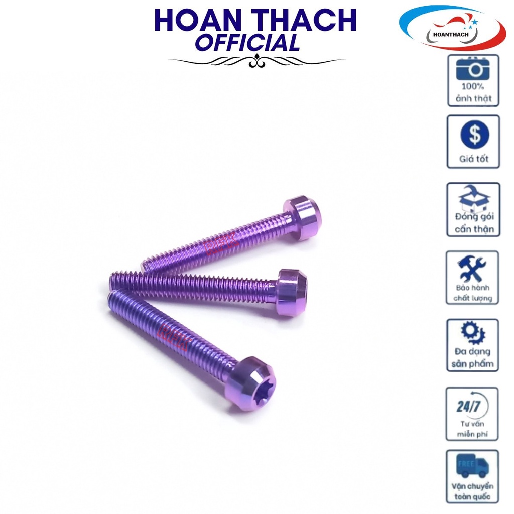 Ốc Gr5 4L25 Trụ Xanh Tím Dùng cho nhiều dòng xe SP016456 (giá 1 con)