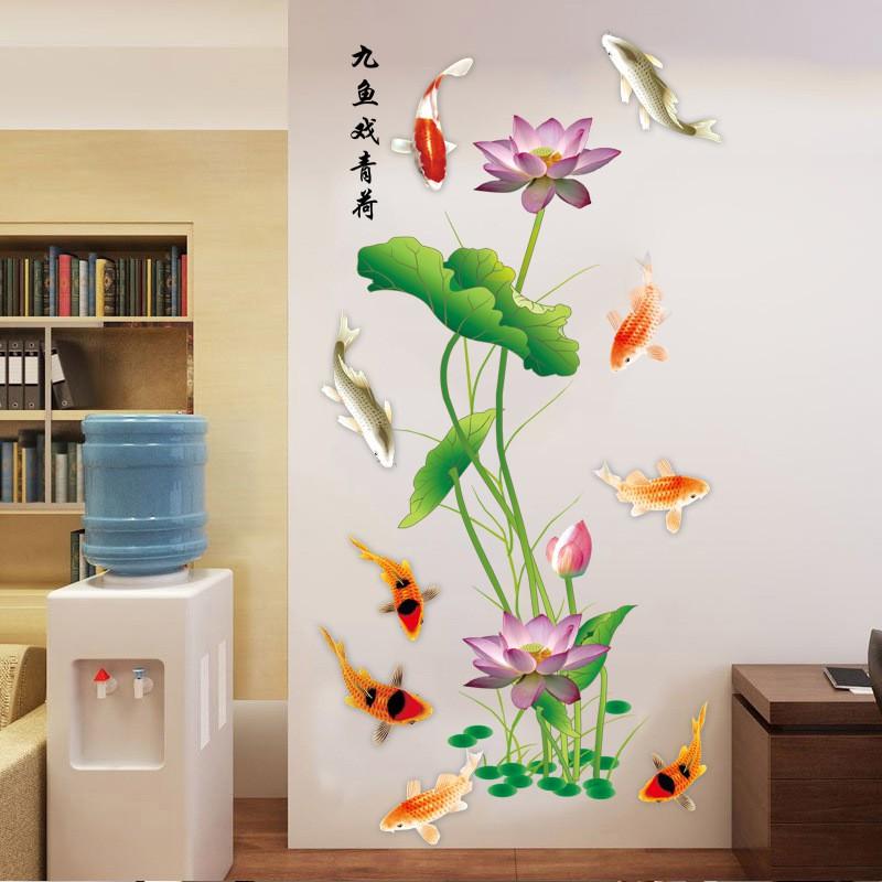 Decal dán tường Hoa sen mới 3D 01