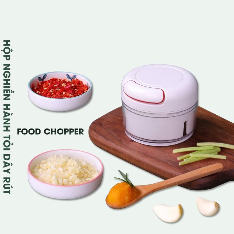 Dụng cụ xay tỏi ớt cầm tay đa năng tiện dụng dây rút