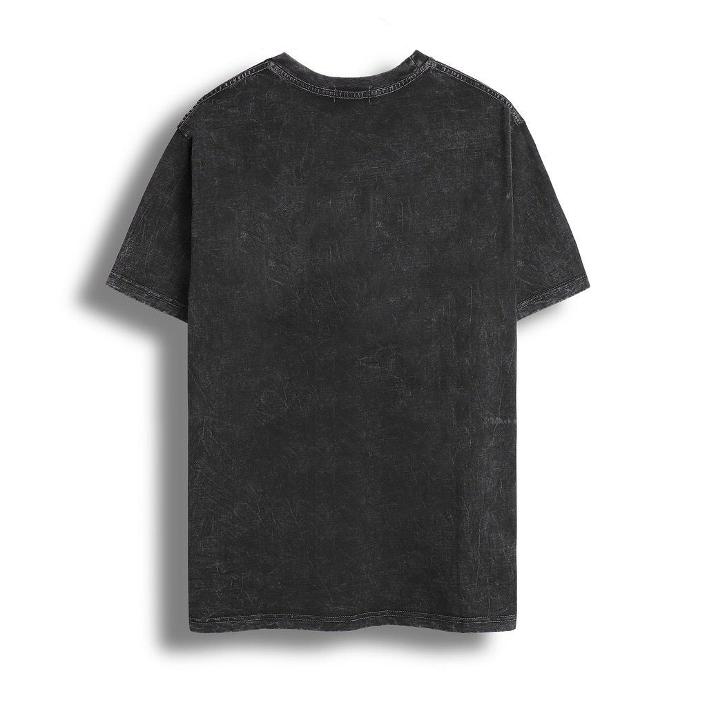 Áo Wash Unisex Thun Cotton 100% Giả Jeans Tay Lỡ Coffe Cute
