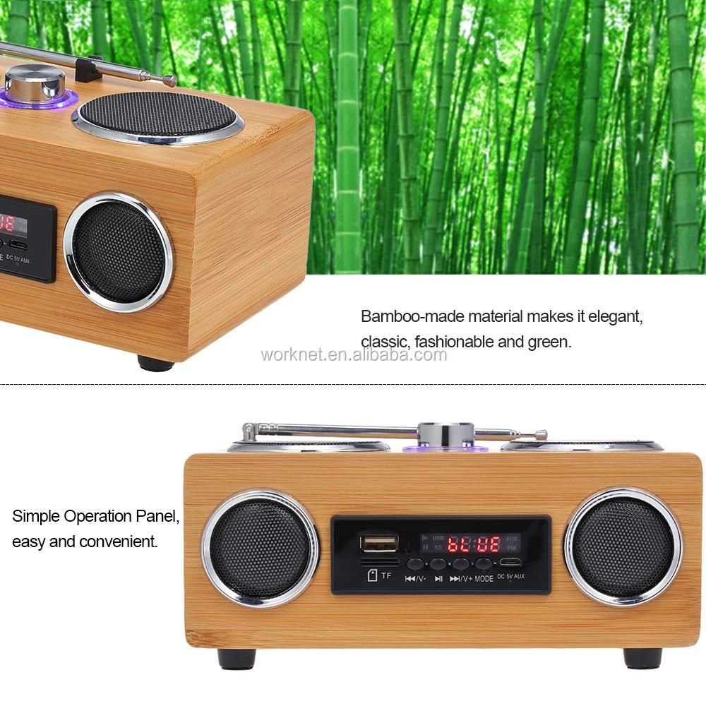 Đài phát thanh đa chức năng Gỗ di động Retro Deep Bass Loa không dây Bass Bass Loa Subwofer với TF USB 1800mAh Màu pin lớn: Gỗ bằng gỗ