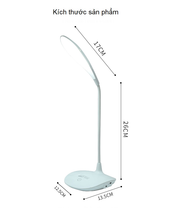 Đèn led để bàn đọc sách cắm USB thân đèn uốn cong