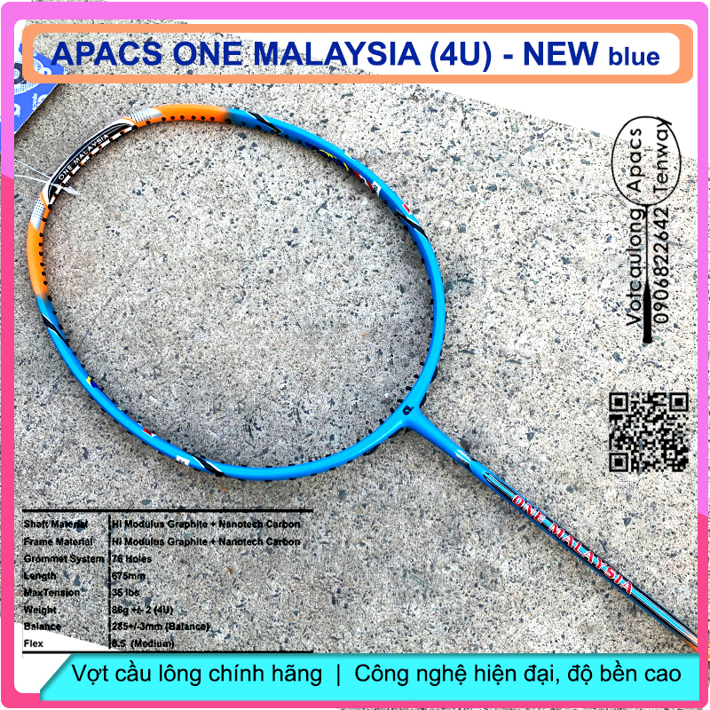 Vợt Cầu Lông Apacs One Malaysia – 4U New Blue | Vợt đẹp trong tầm giá, bền bỉ với thời gian, phù hợp đánh phong trào