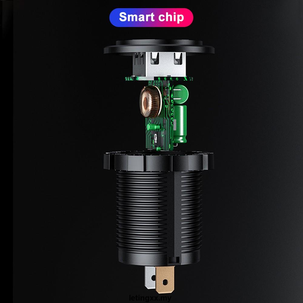 Ổ Cắm Sạc 12V Usb 24V 36W Qc 3.0 2 Usb Chống Nước Thông Dụng Cho Xe Hơi / Xe Tải Điện Thoại