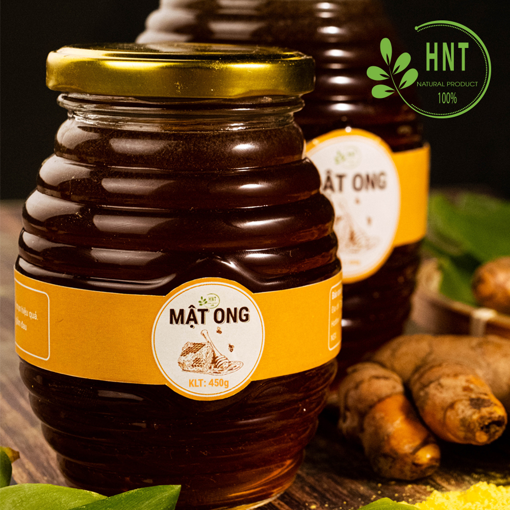 Mật ong nguyên chất HNT 450g, Không đóng đường, 100% tự nhiên hoa nhãn, Không chất bảo quản, Sản phẩm chính hãng, Shop uy tín