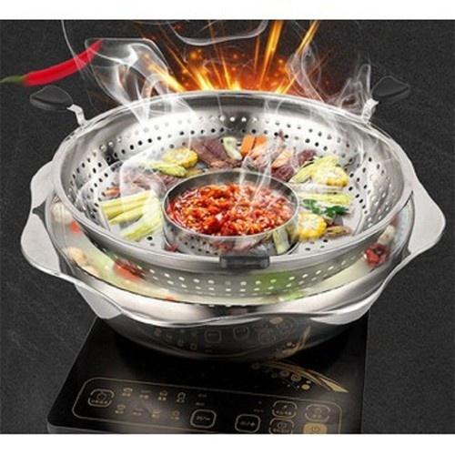 [KoSuyTu] Nồi Lẩu Xoay 2 Tầng/ 2 Ngăn Đa Năng Hàn Quốc - Dùng Được Bếp Từ &amp; Bếp Ga - KT 32cm Cho 6-8 Người Ăn