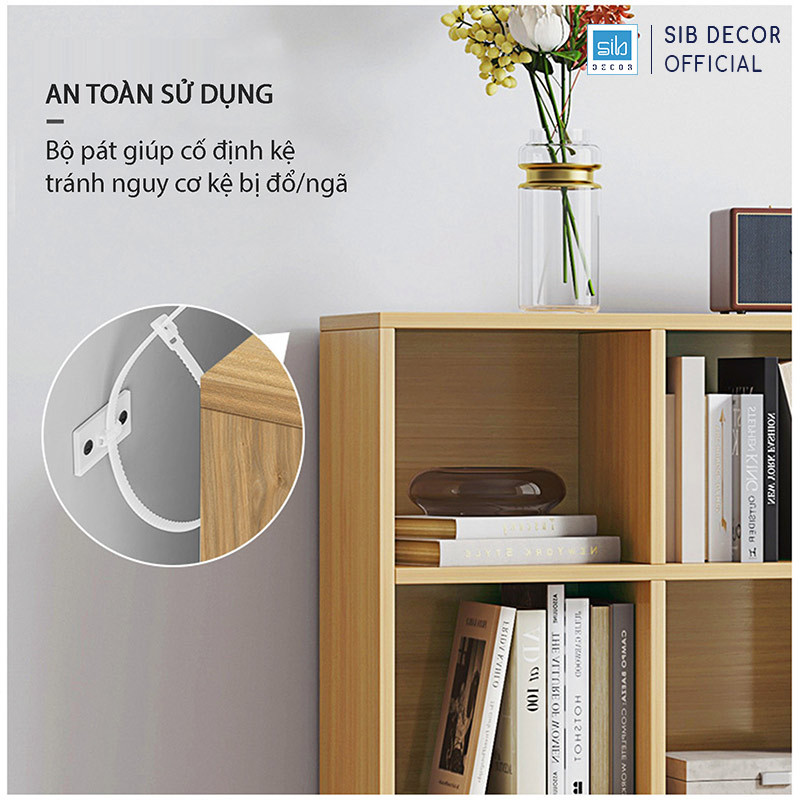 Tủ Sách Gỗ 6 Tầng Dài 30cm Màu Oak, Walnut Thương Hiệu SIB Decor KSG101