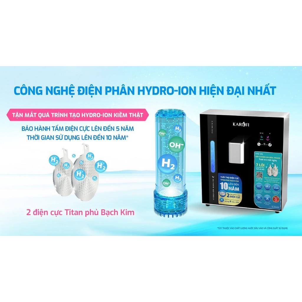 Máy chuyển đổi Hydro-ion kiềm Karofi KAE-S16 - 2 Điện cực Titan phủ Bạch Kim - Công nghệ AioTec - Hàng Chính Hãng