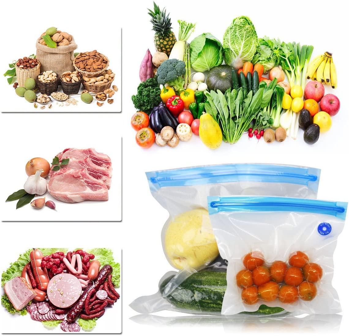 Bộ túi hút chân không thực phẩm có bơm tay, túi bảo quản thực phẩm kín, túi hút chân không thực phẩm có thể tái sử dụng