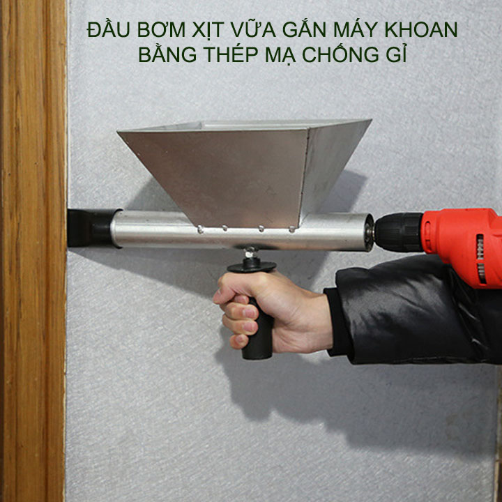 Đầu phun xịt vữa cầm tay gắn máy khoan thông minh tiện dụng, bằng thép mạ chống gỉ