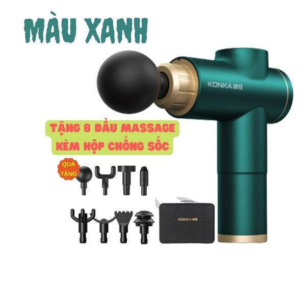 Súng massage mini thông minh KONKA 608 gồm 8 đầu masage , giúp thư giãn cơ bắp độ ồn thấp, giảm mệt mỏi sau một ngày làm việc căng thẳng, cho dân văn phòng , người hay thể dục thể thao, người già