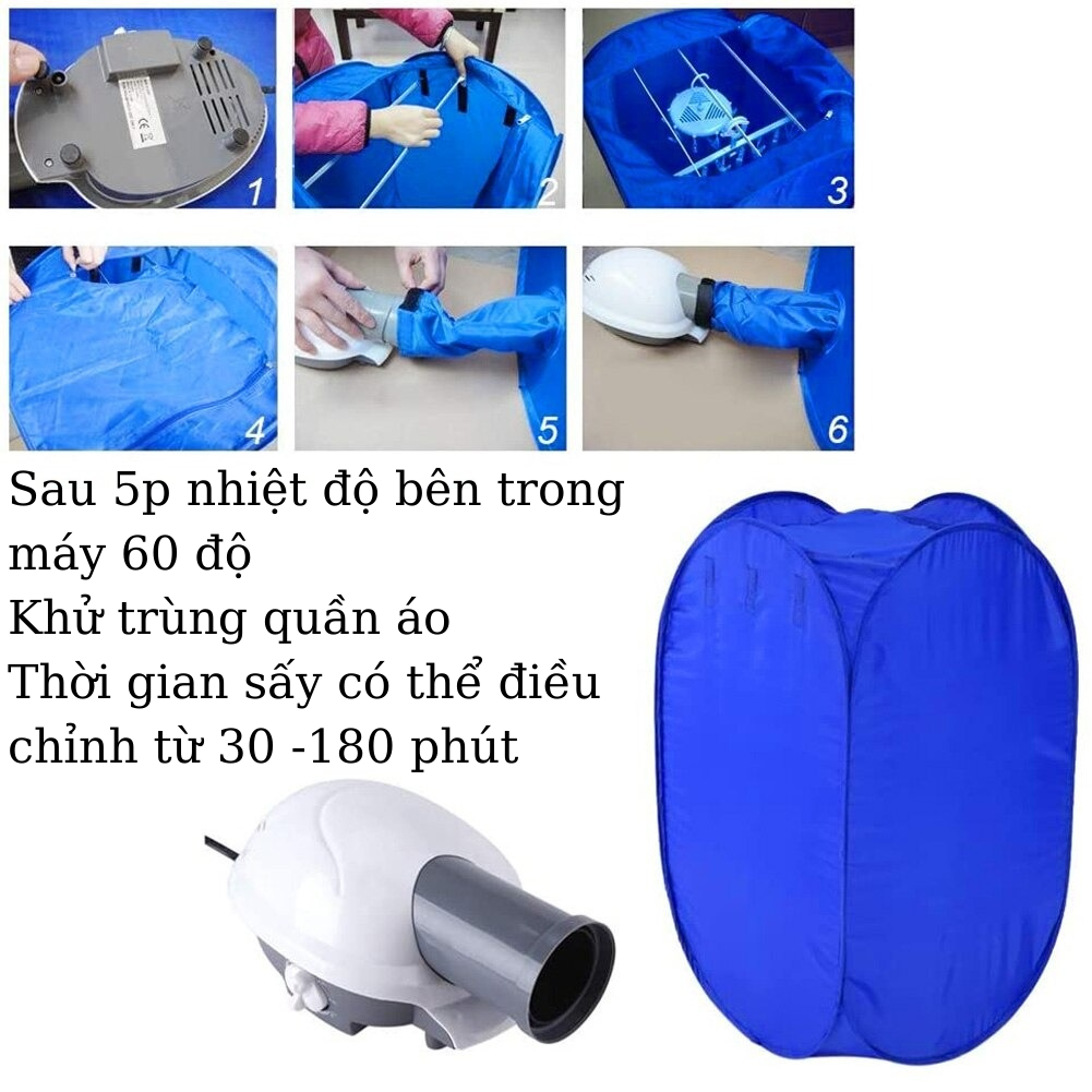 Máy sấy quần áo diệt khuẩn gấp gọn TiLoKi KD-111 công suất 800W - Hàng Chính Hãng