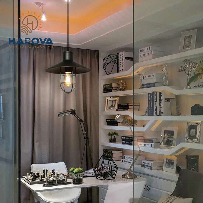 Đèn trần thả trang trí lồng kính HAPOVA ENDA 6803 Tặng kèm bóng Edison