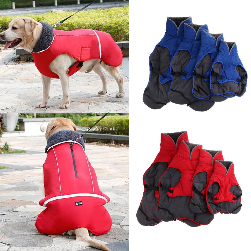 Waterproof Dog Coat Vest Warm Padded Reflective Puppy Clothes Blue M