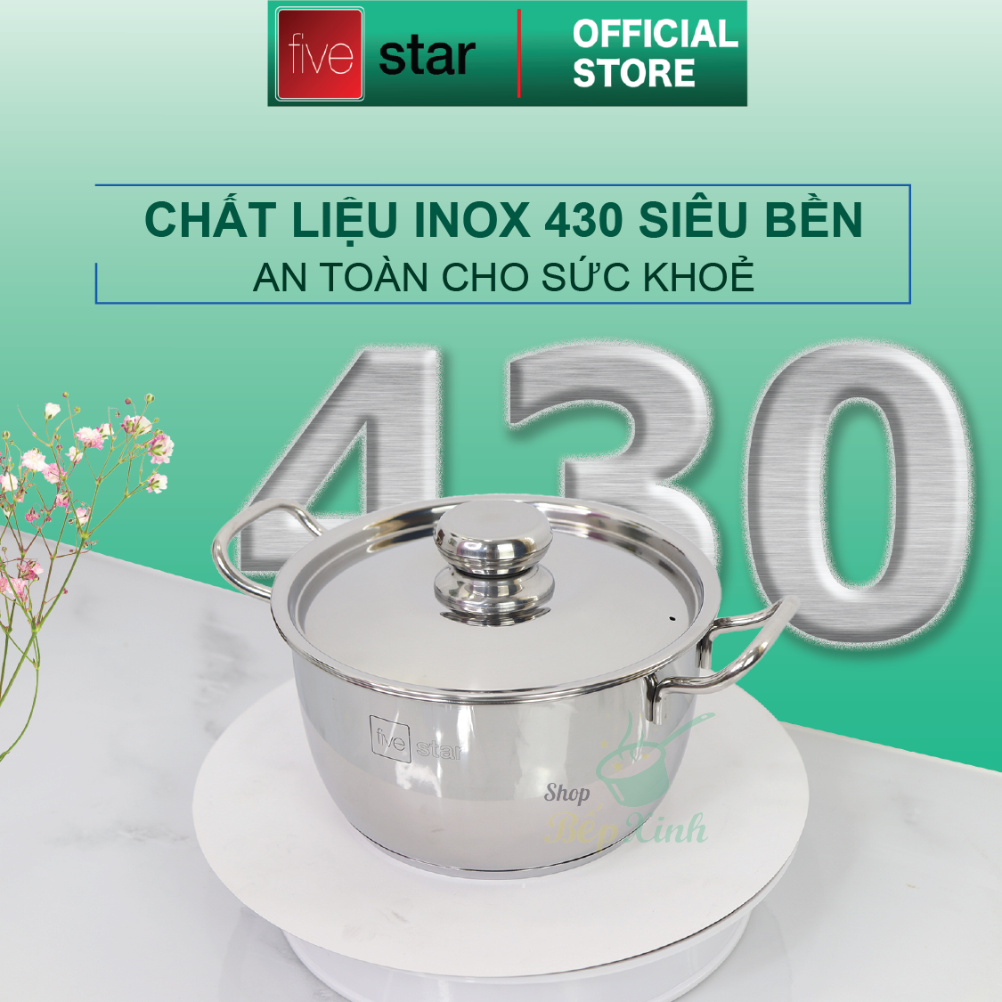 Bộ 3 Nồi Thân Cool Thấp Nắp Inox Fivestar FS06C-1 - Hàng Chính Hãng