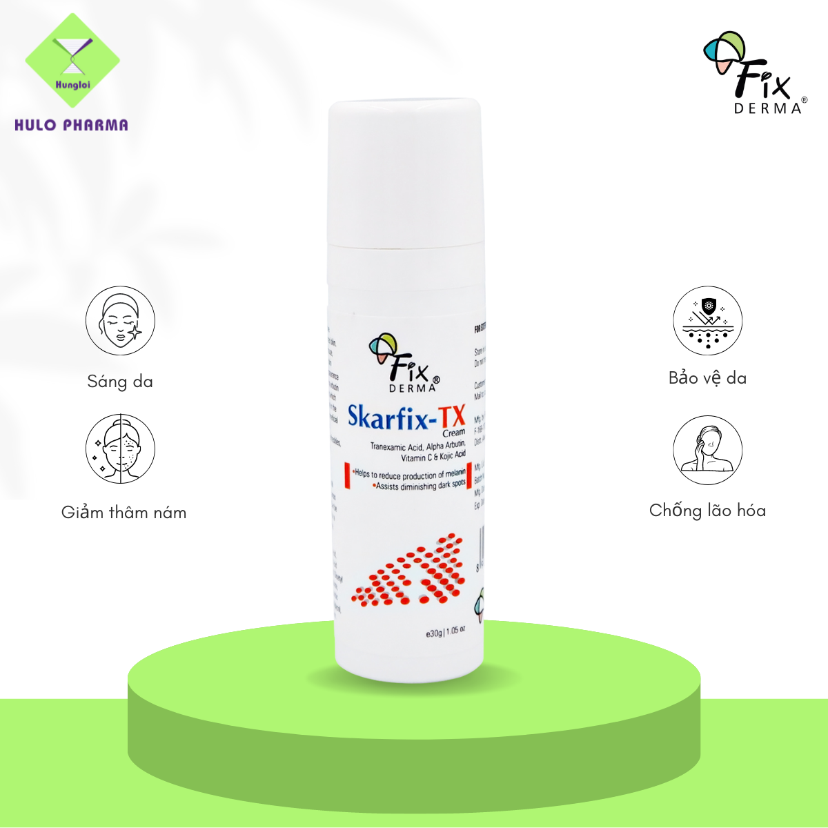 Kem Mờ Thâm Nám FIXDERMA Skarfix - TX Cream Giúp Sáng Da, Loại Bỏ Vết Thâm, Nám, Tàn Nhang, Sẹo, Làm Đều Màu Da 30g