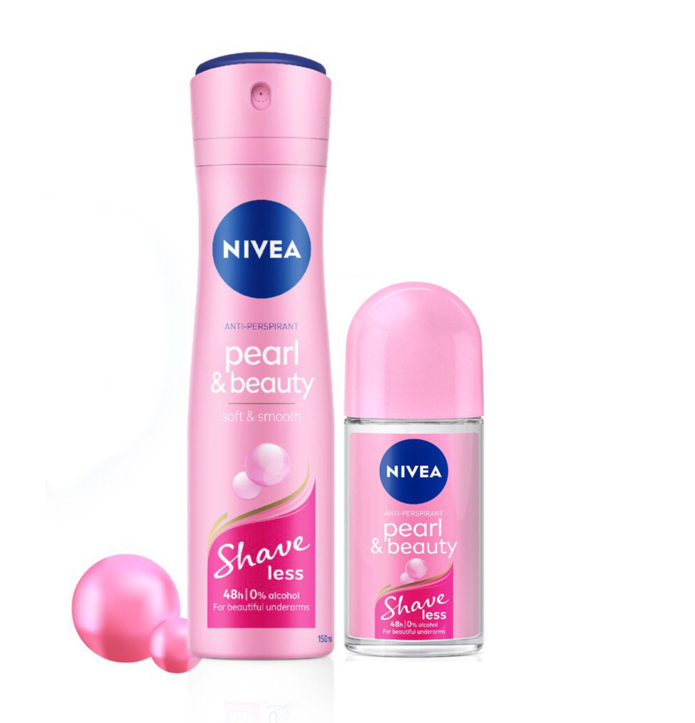 Bộ Đôi Xịt ngăn mùi NIVEA SHAVELESS ngọc trai đẹp quyến rũ (150ml)+Lăn ngăn mùi NIVEA SHAVELESS ngọc trai đẹp quyến rũ (50ml)