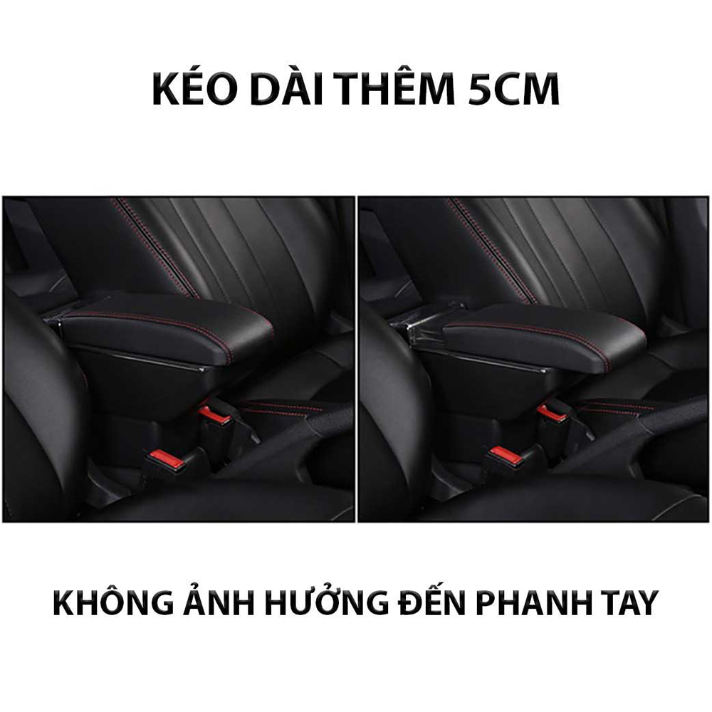 Hộp tỳ tay ô tô, xe hơi cao cấp dùng cho xe Toyota Vios 2008-2017 tích hợp 7 cổng USB