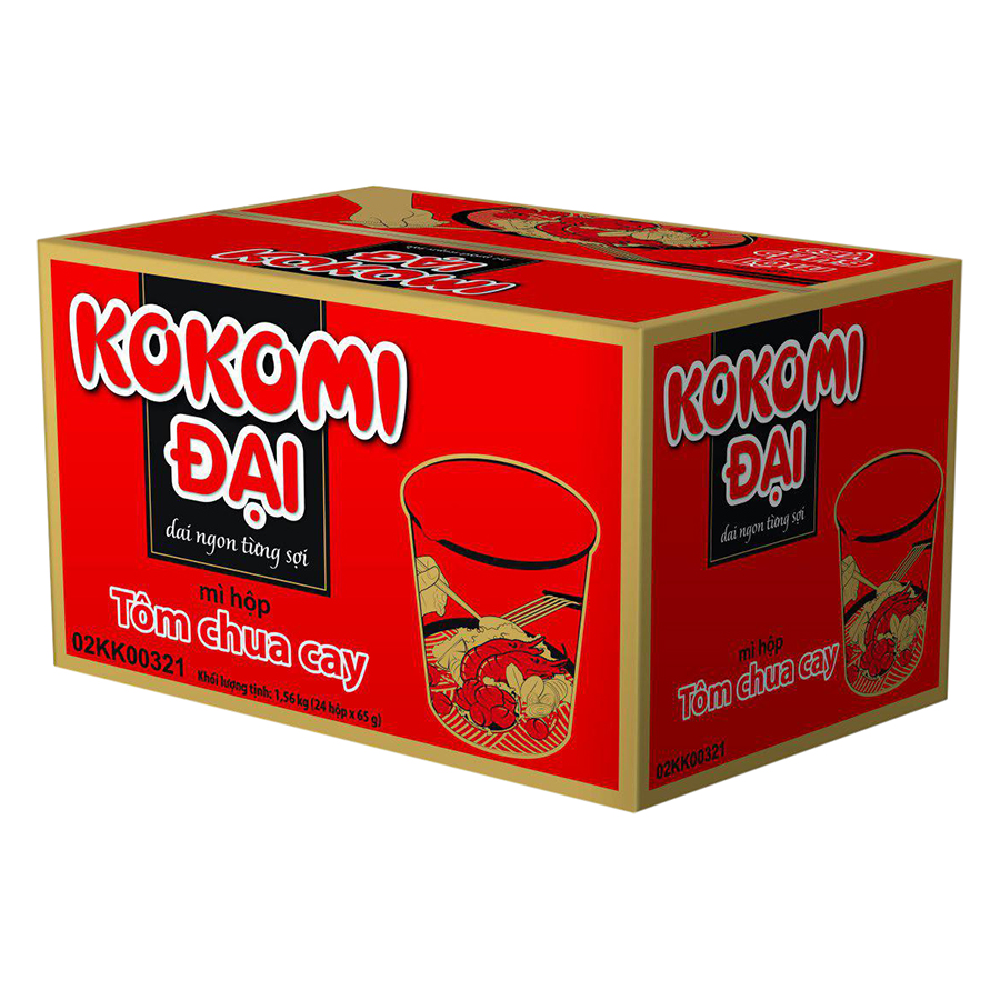 Thùng 24 Hộp Mì Kokomi Đại Tôm Chua Cay (65g / Hộp)