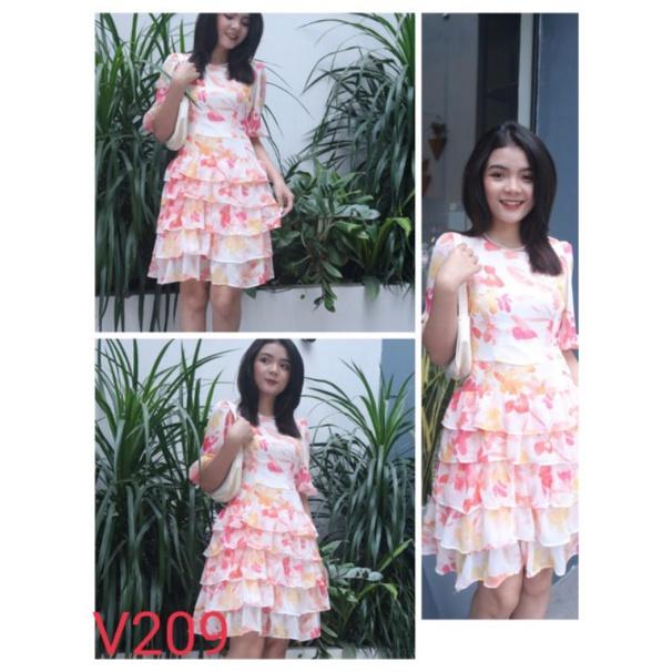 Váy voan tơ váy hoa tầng sang chảnh