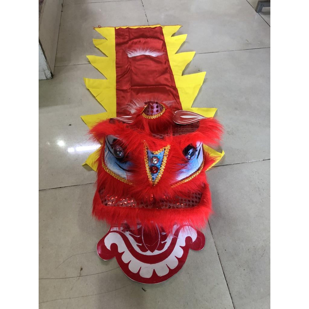 Đầu lân, đầu sư tử vuông giá rẻ có đèn kèm đuôi, mắt nháy sáng cho bé chơi trung thu