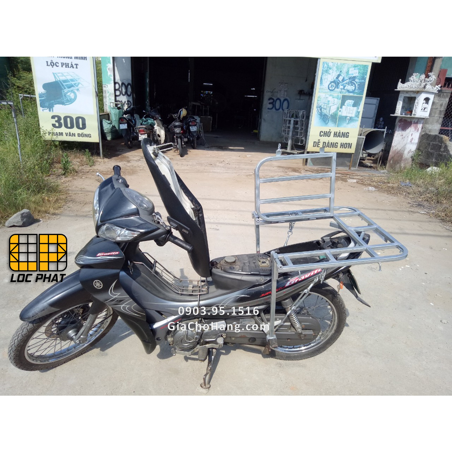 Baga giá chở hàng xe máy đa năng có mở cốp 60.60cm lắp cho xe Ga & xe Số