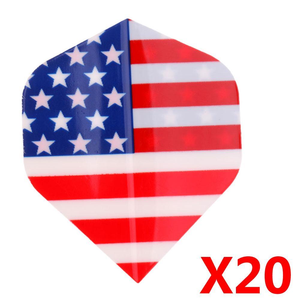 50 Pieces Standard Flights - National Flag and Flame Pattern- Durable and Professional