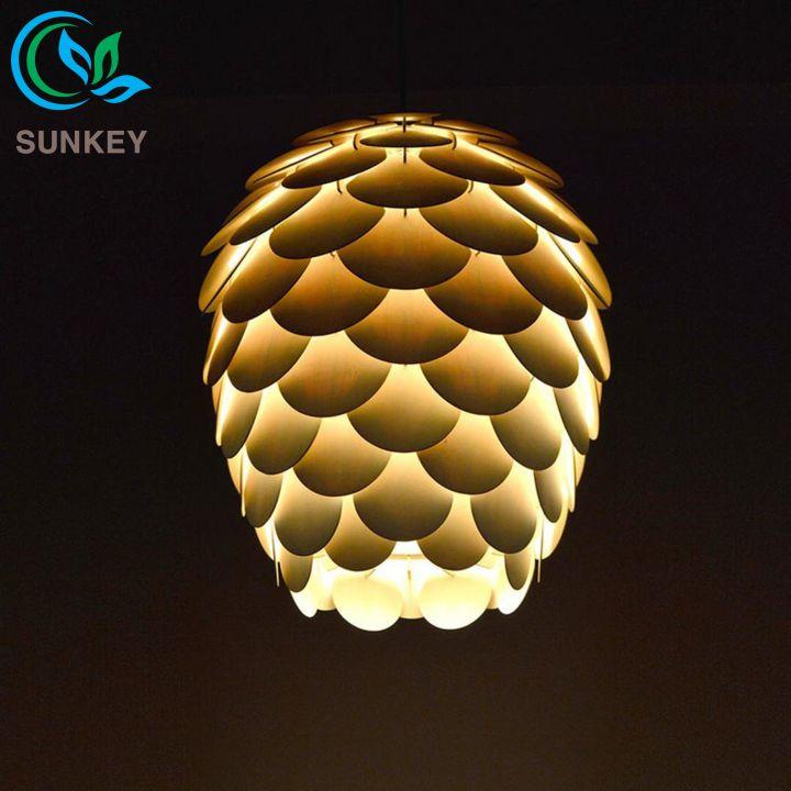 Đèn Gỗ Trang Trí Quả Thông Già - Kích Thước 40x50cm- Chất Liệu Gỗ Plywood Nhập Khẩu - Đèn Trang Trí Thả Trần Trang Trí